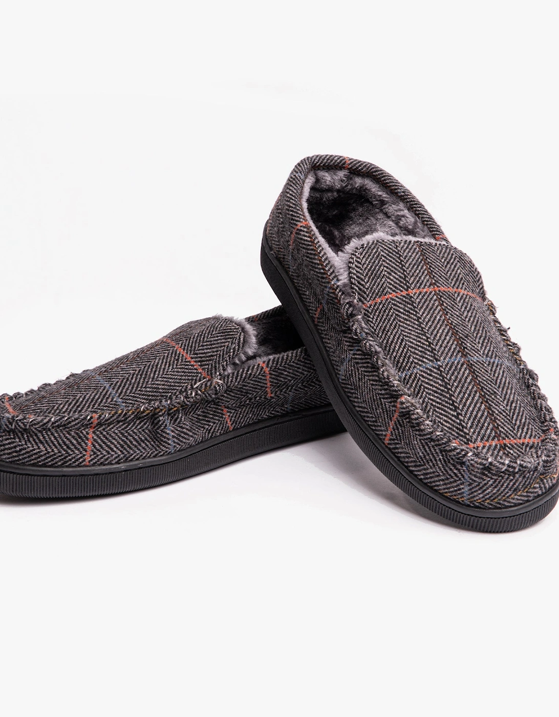 BURT Mens Full Slippers Grey