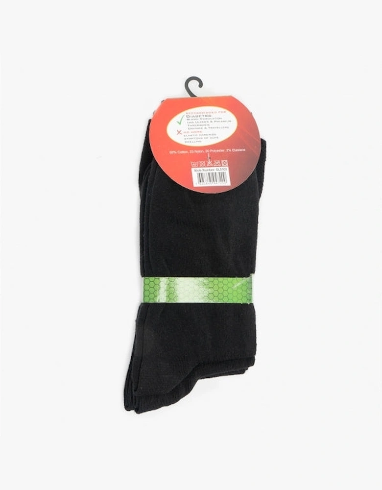 Mens 3 Pack Of Diabetic Socks Black: One Size