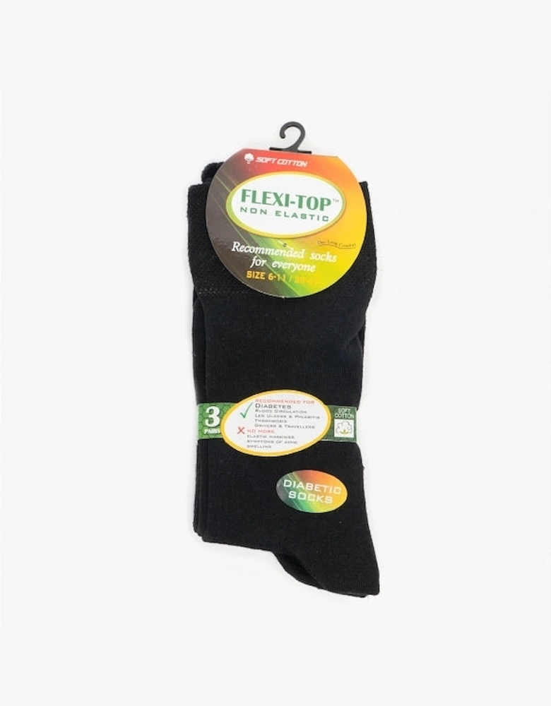 Mens 3 Pack Of Diabetic Socks Black: One Size