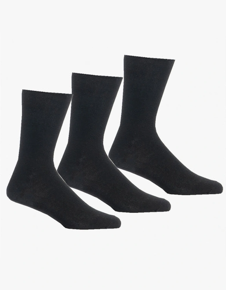 Mens 3 Pack Of Suit Socks Black: One Size