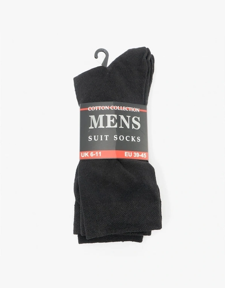 Mens 3 Pack Of Suit Socks Black: One Size