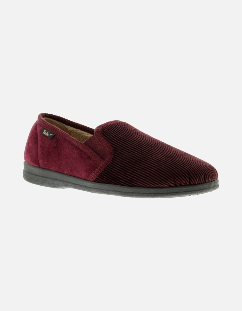 DONNAEL Mens Full Slippers Burgundy