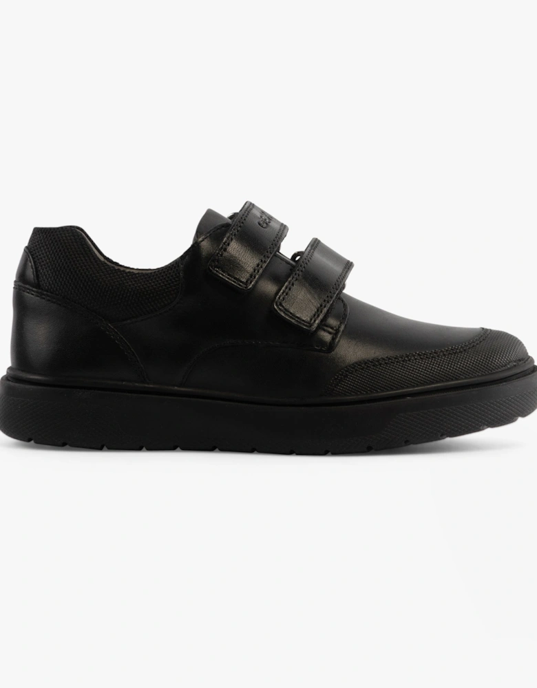 J RIDDOCK Boys Leather Touch Fasten School Shoes Black