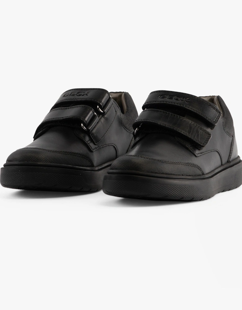 J RIDDOCK Boys Leather Touch Fasten School Shoes Black