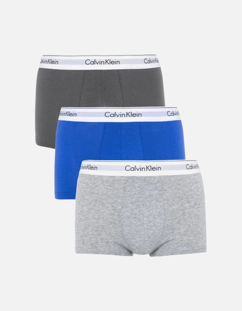 MODERN COTTON 3 Pack Trunks Men Blue/Graphite/Grey