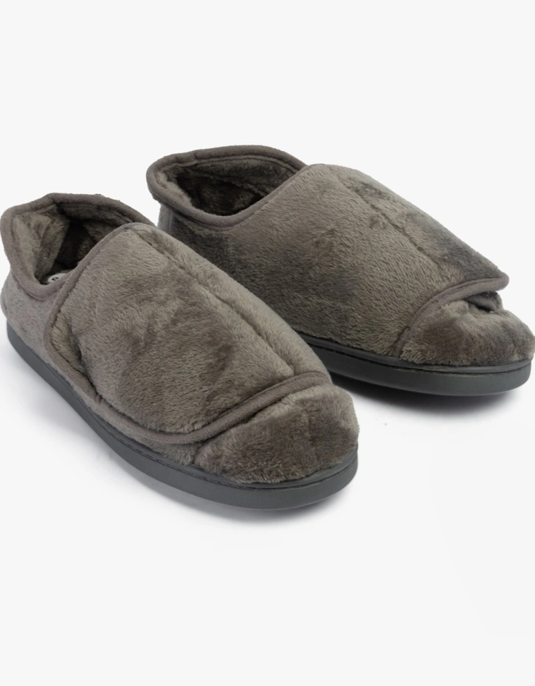 VELVIT Mens Slippers Grey