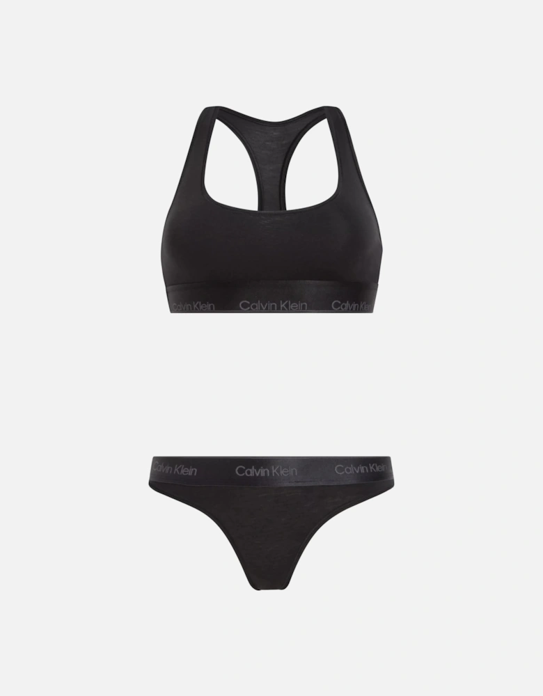 MODERN COTTON HOLIDAY Womens Bra & Thong Gift Set Black