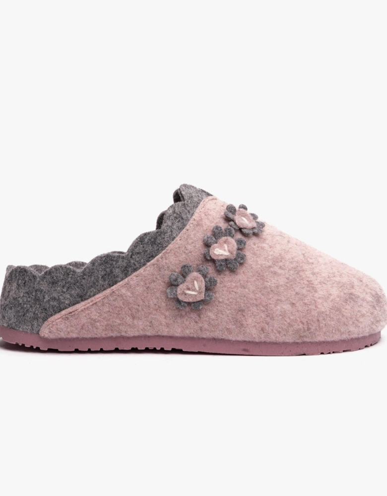 HEART Womens Mule Slippers Pink