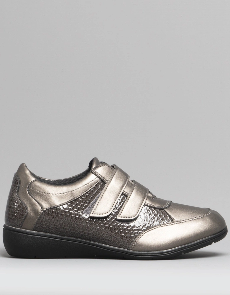 JESS Womens Touch Fasten Shoes Pewter