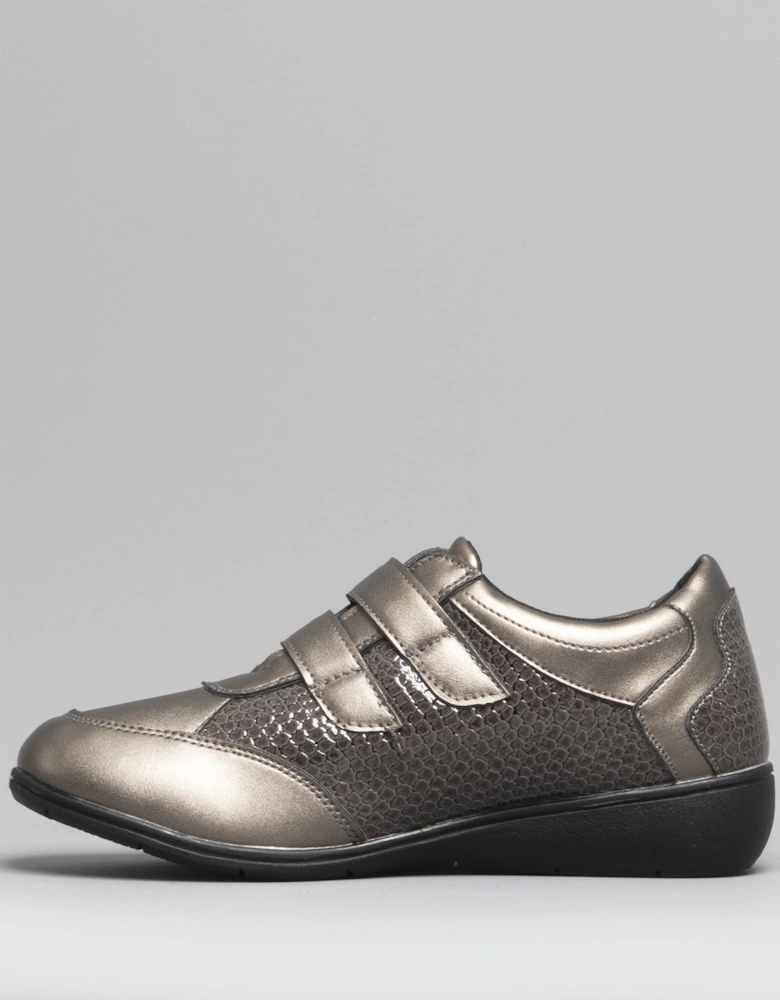 JESS Womens Touch Fasten Shoes Pewter