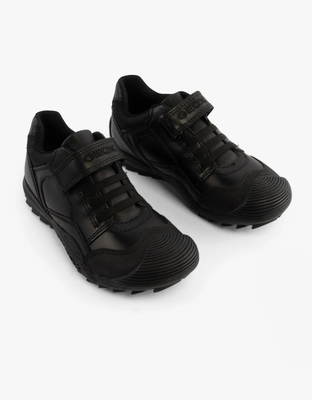 Geox Boys Black/Black 'S Savage B Leather Touch Fasten School Shoes - : Size 12.5 Kids