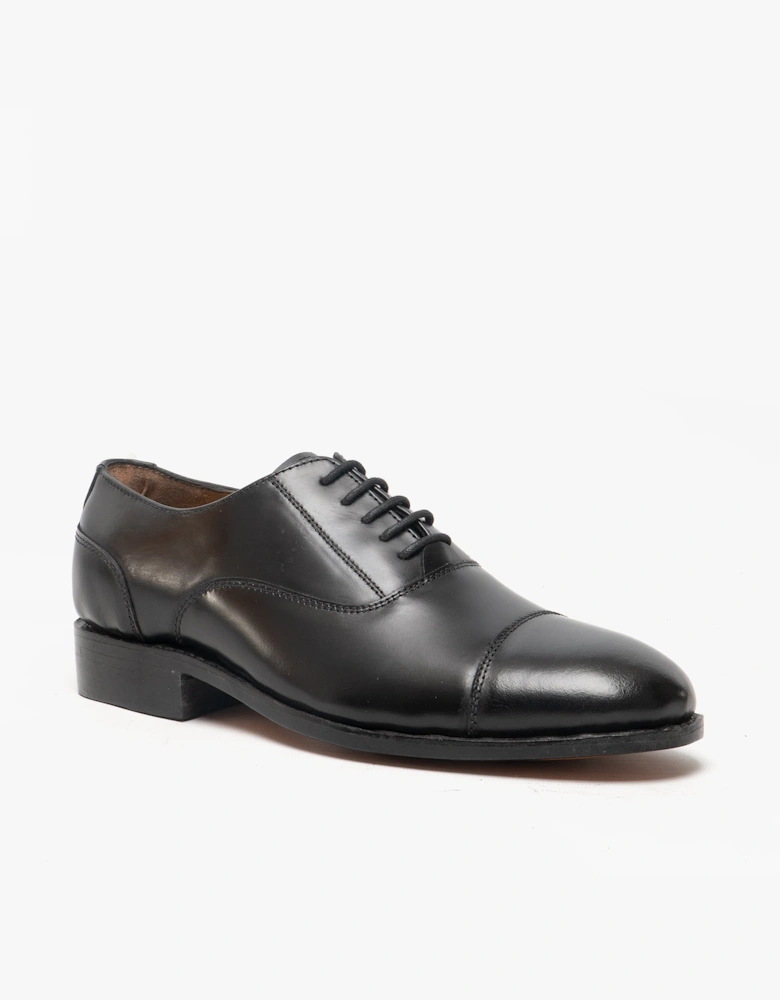 JAMES Mens Leather Cap Toe Shoes Black