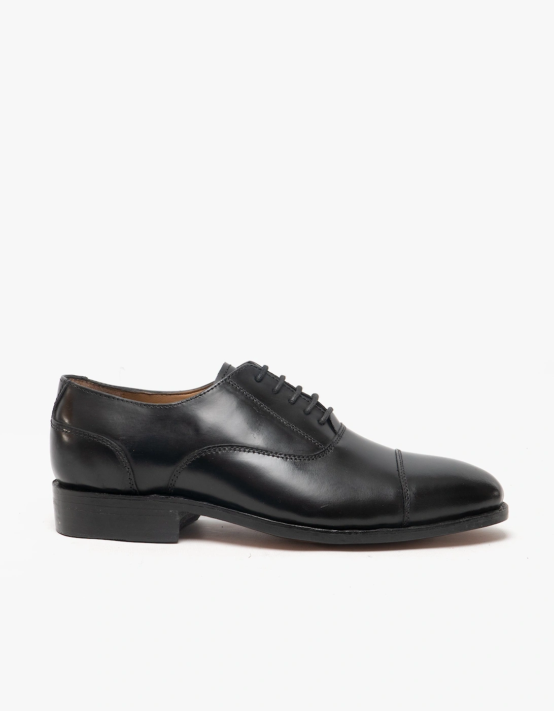 JAMES Mens Leather Cap Toe Shoes Black, 4 of 3