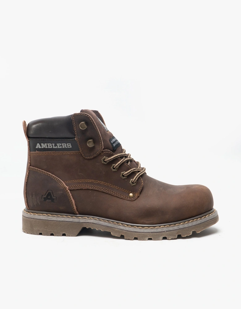 DORKING Mens Leather Work Boots Brown