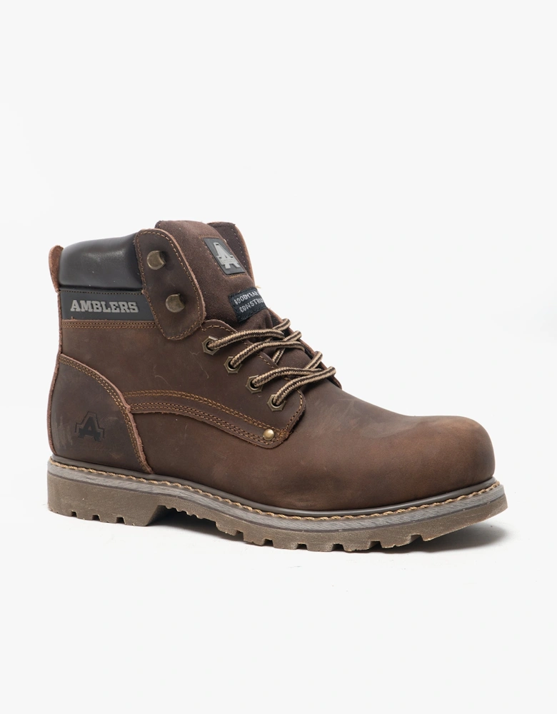 DORKING Mens Leather Work Boots Brown