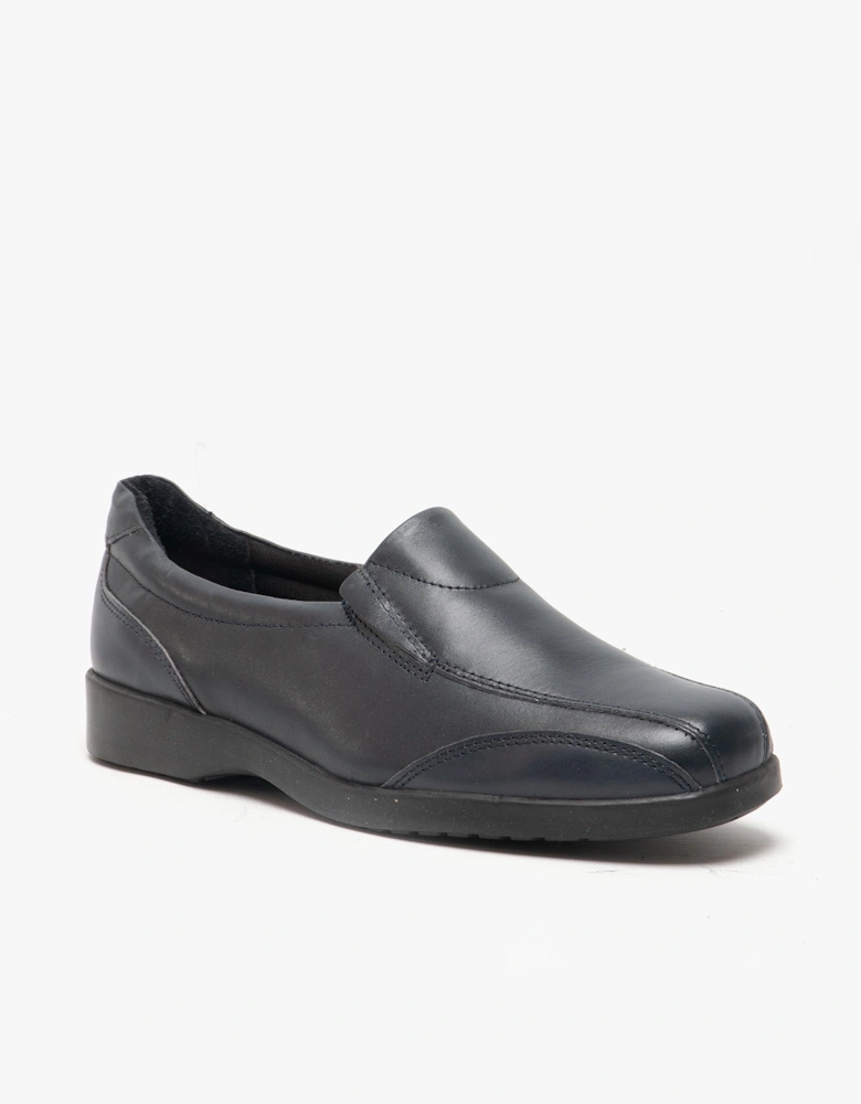 MERTON Womens Leather Slip On Shoes Navy