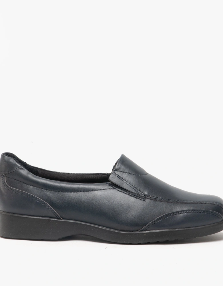 MERTON Womens Leather Slip On Shoes Navy