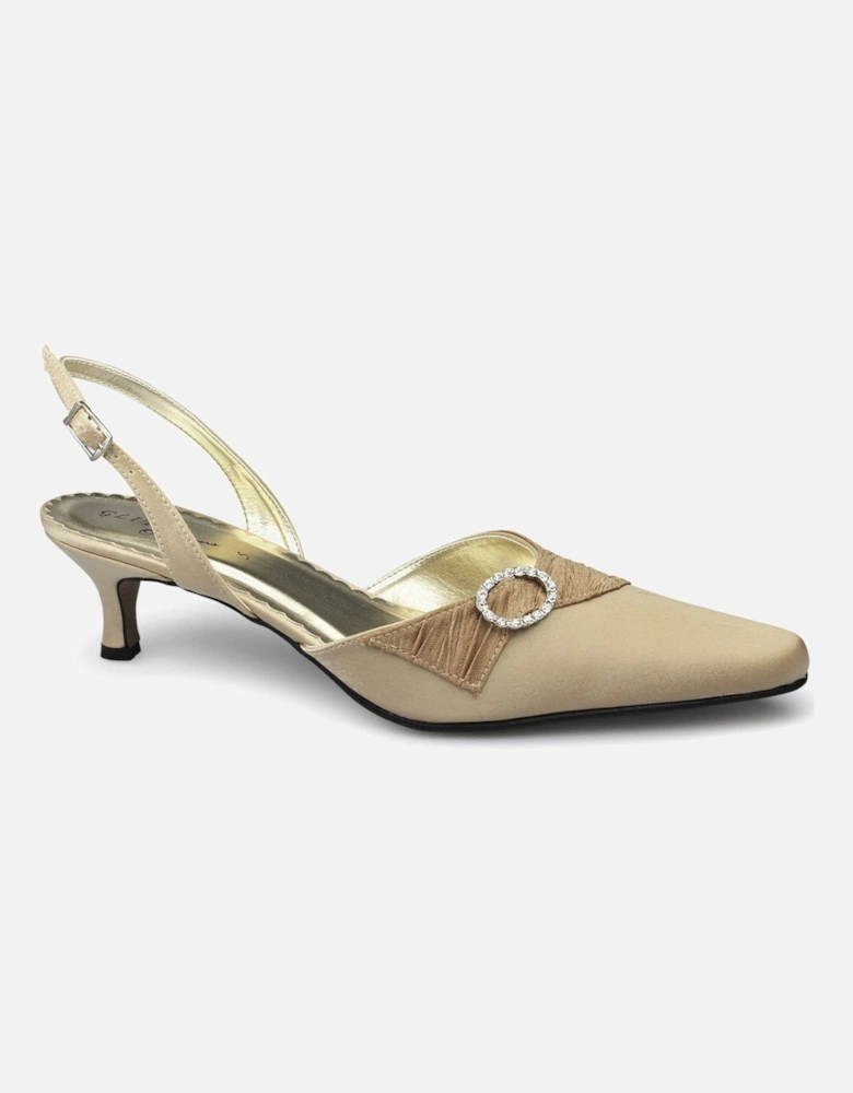 ROBERTA Womens Satin Diamante Stiletto Shoes Bronze