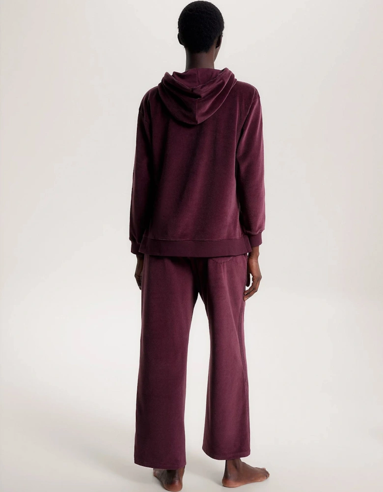 LONG HOODIE VELOUR Womens Hoodie Deep Burgundy