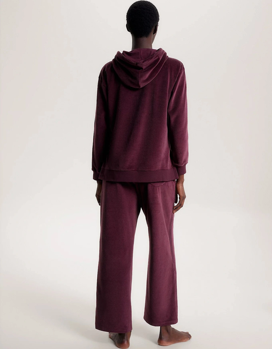 LONG HOODIE VELOUR Womens Hoodie Deep Burgundy