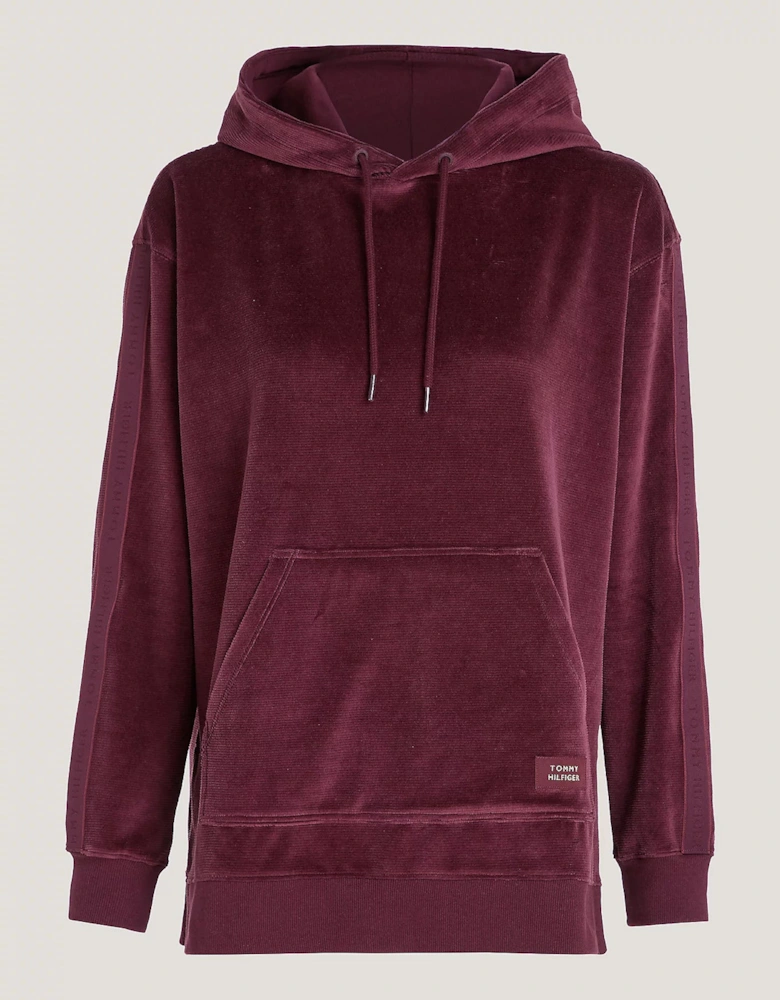 LONG HOODIE VELOUR Womens Hoodie Deep Burgundy