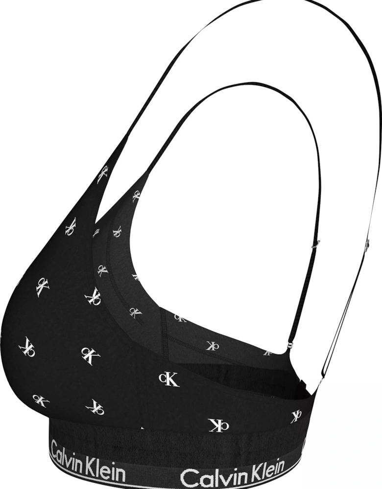 MODERN COTTON Womens Triangle Bra Black Diamond Logo Print