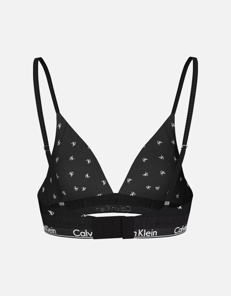 MODERN COTTON Womens Triangle Bra Black Diamond Logo Print