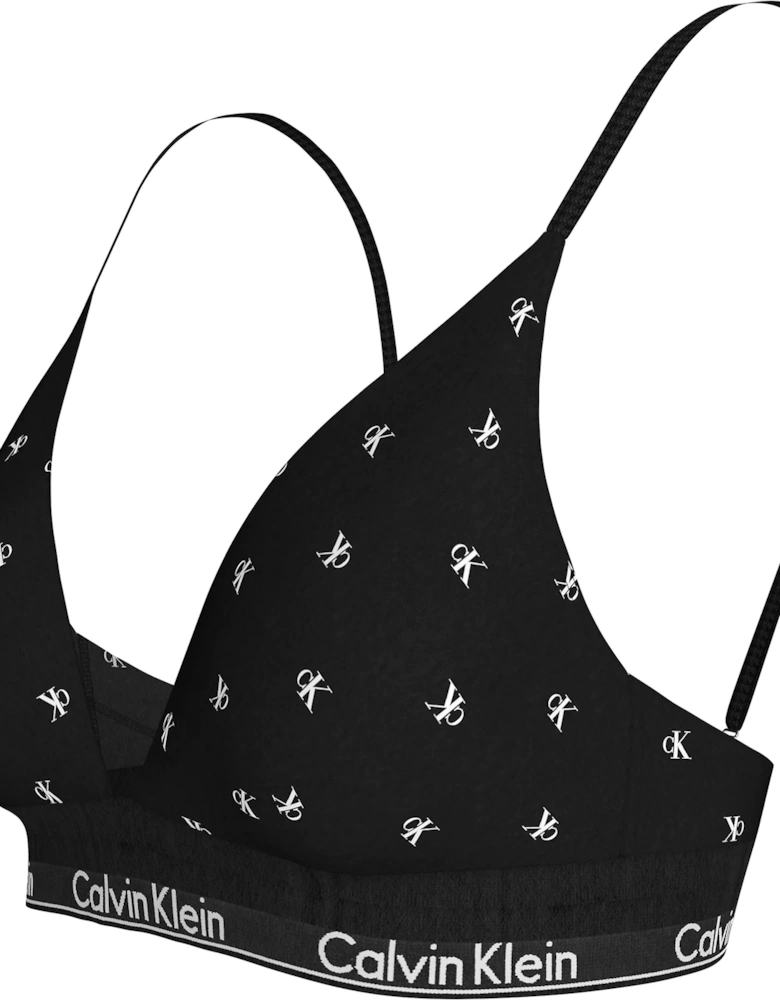 MODERN COTTON Womens Triangle Bra Black Diamond Logo Print