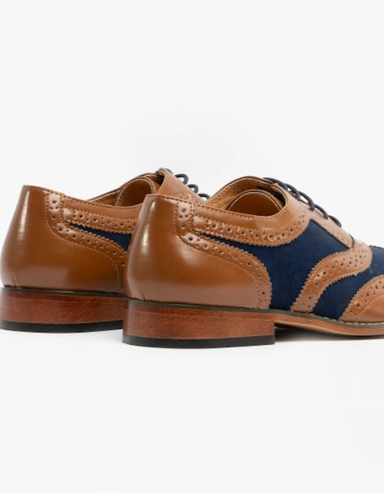 DAVID Mens Two Tone Brogues Tan/Navy