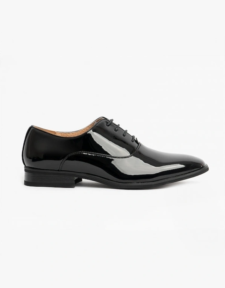 ROONEY Mens Patent Dress Shoes Black