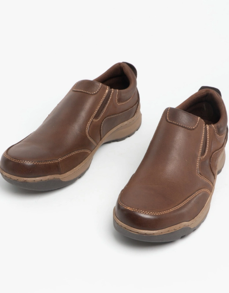 JASPER Mens Leather Slip On Shoes Brown