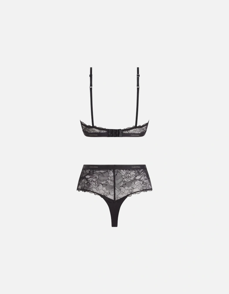 MODERN LACE Womens Bra & Thong Gift Set Black