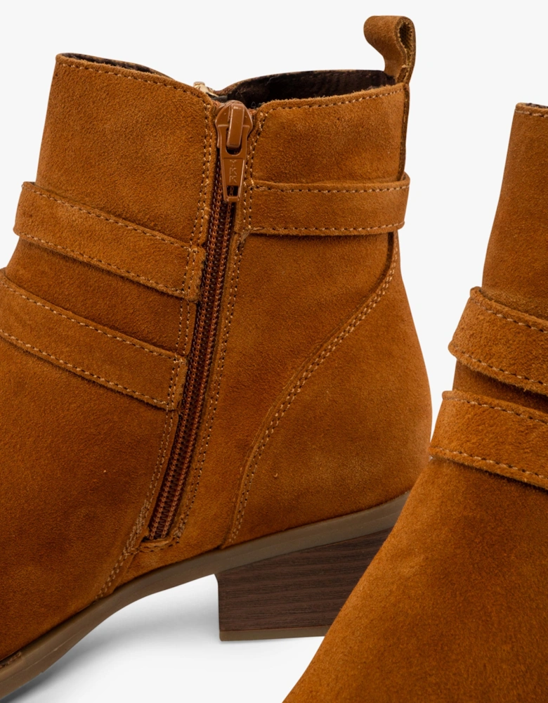 JENNA Womens Leather Ankle Boots Tan