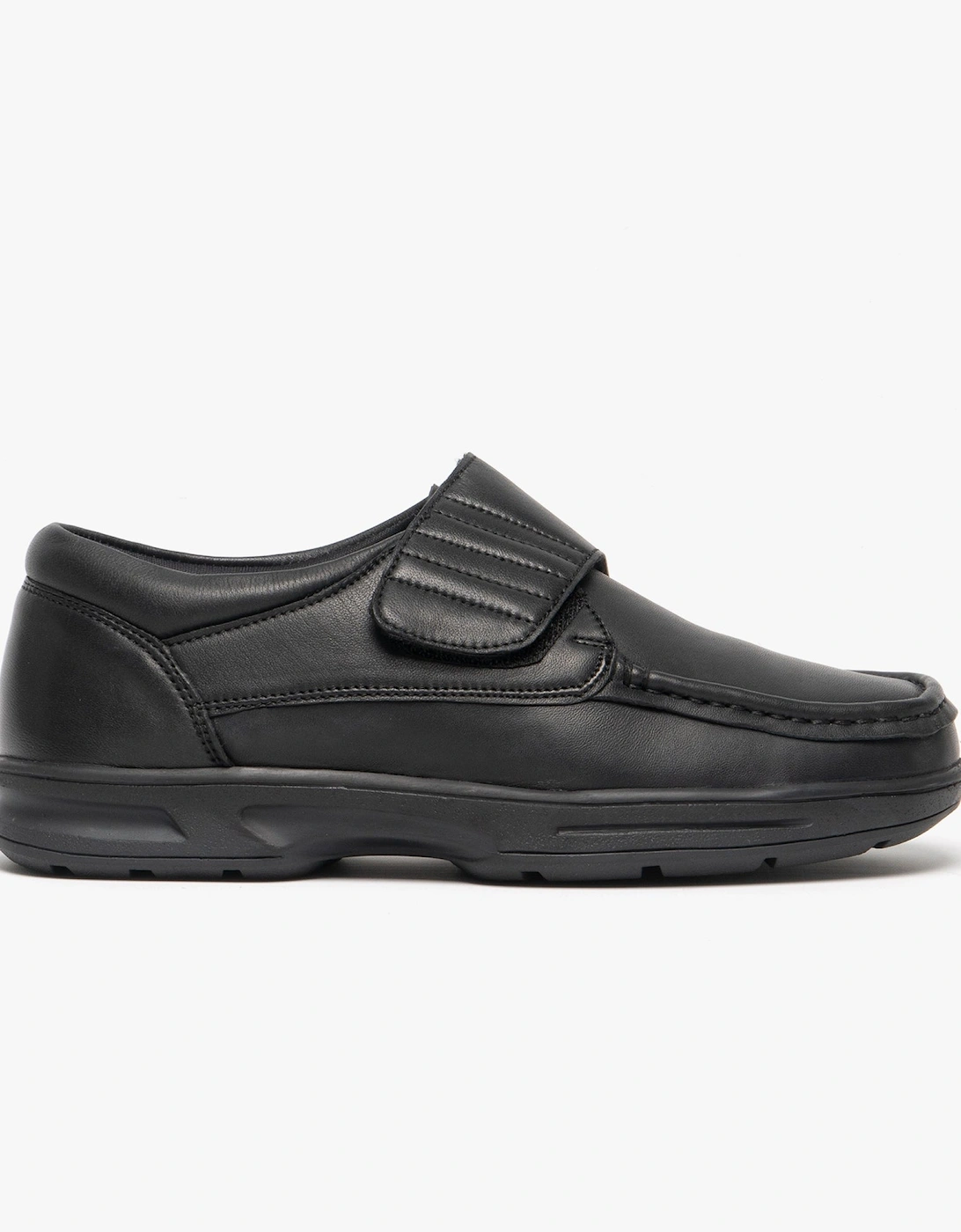 TEXAS Mens Leather Comfort Fit Shoes Black, 7 of 6