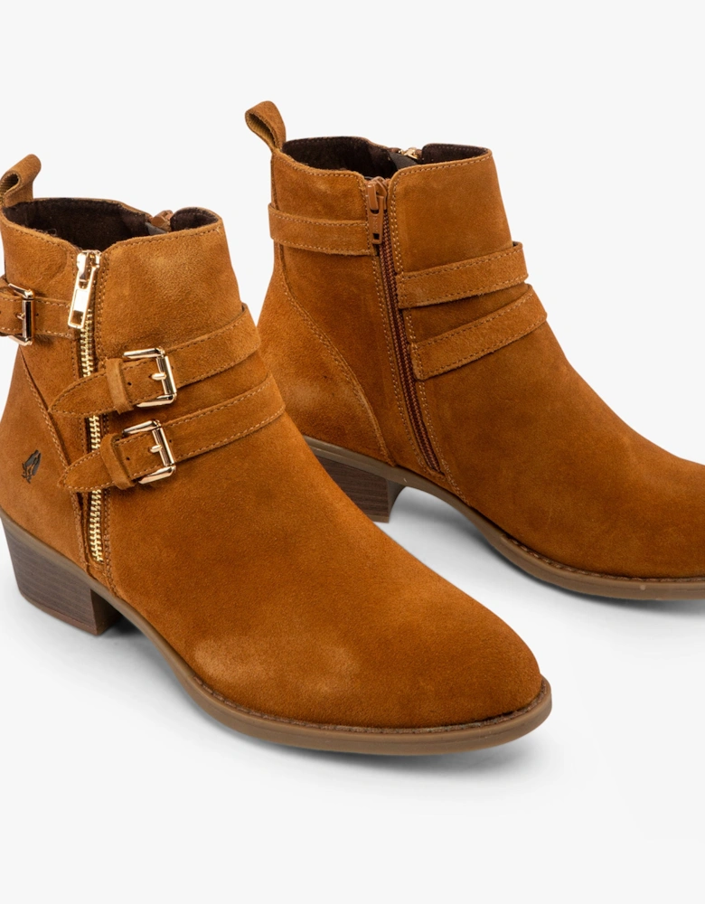 JENNA Womens Leather Ankle Boots Tan