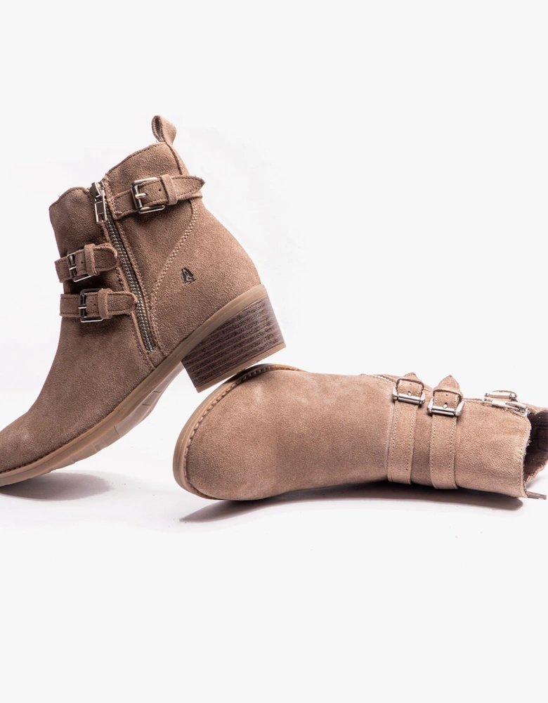 JENNA Womens Leather Ankle Boots Taupe