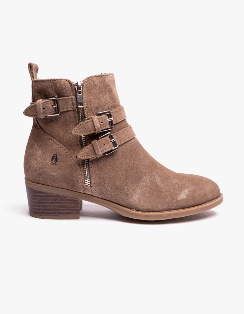 JENNA Womens Leather Ankle Boots Taupe