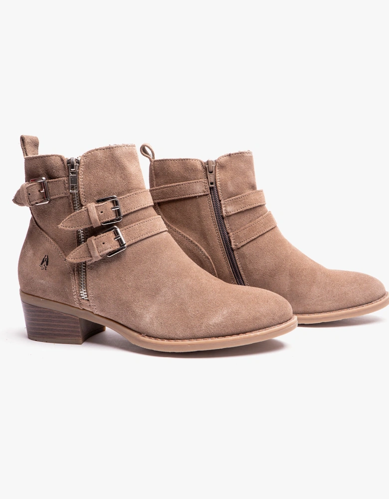 JENNA Womens Leather Ankle Boots Taupe