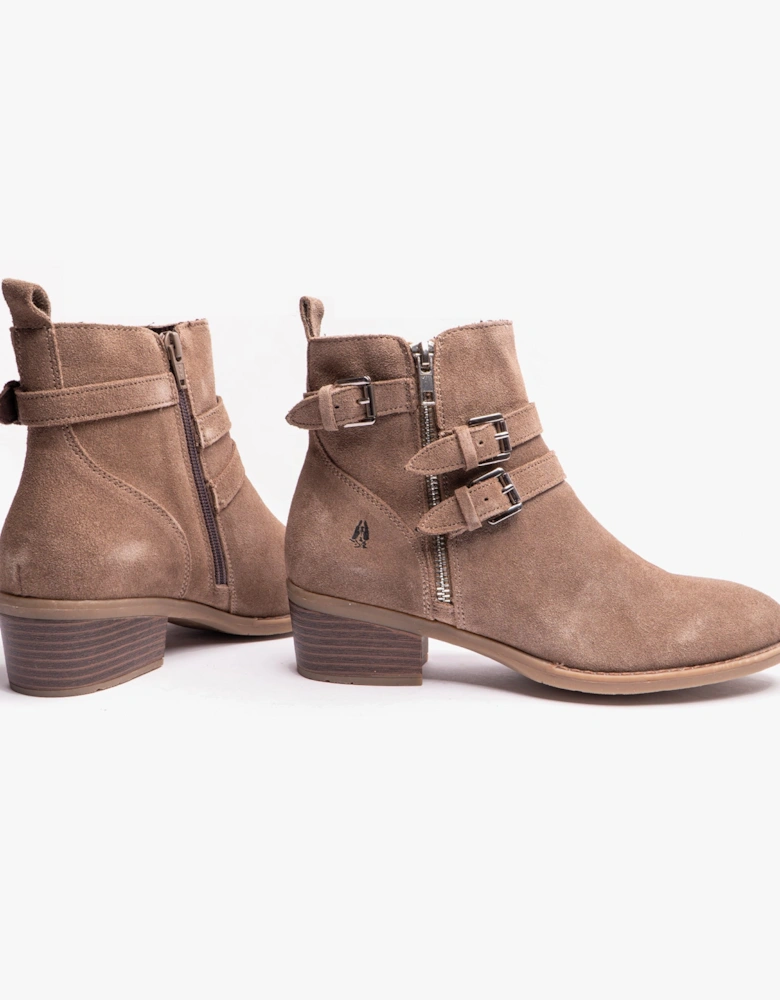 JENNA Womens Leather Ankle Boots Taupe