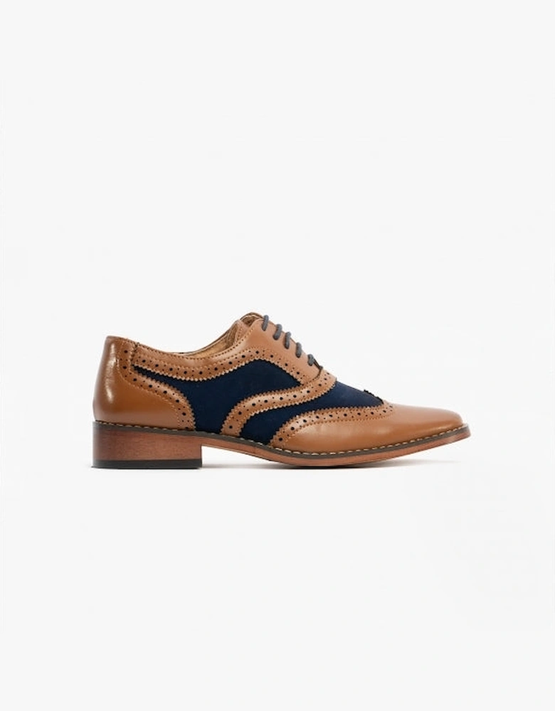 DAVID JNR Boys Two Tone Brogues Tan/Navy