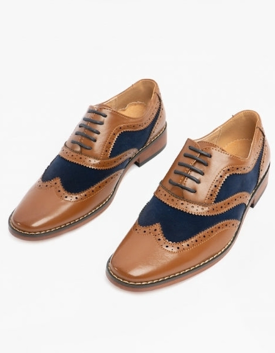 DAVID JNR Boys Two Tone Brogues Tan/Navy