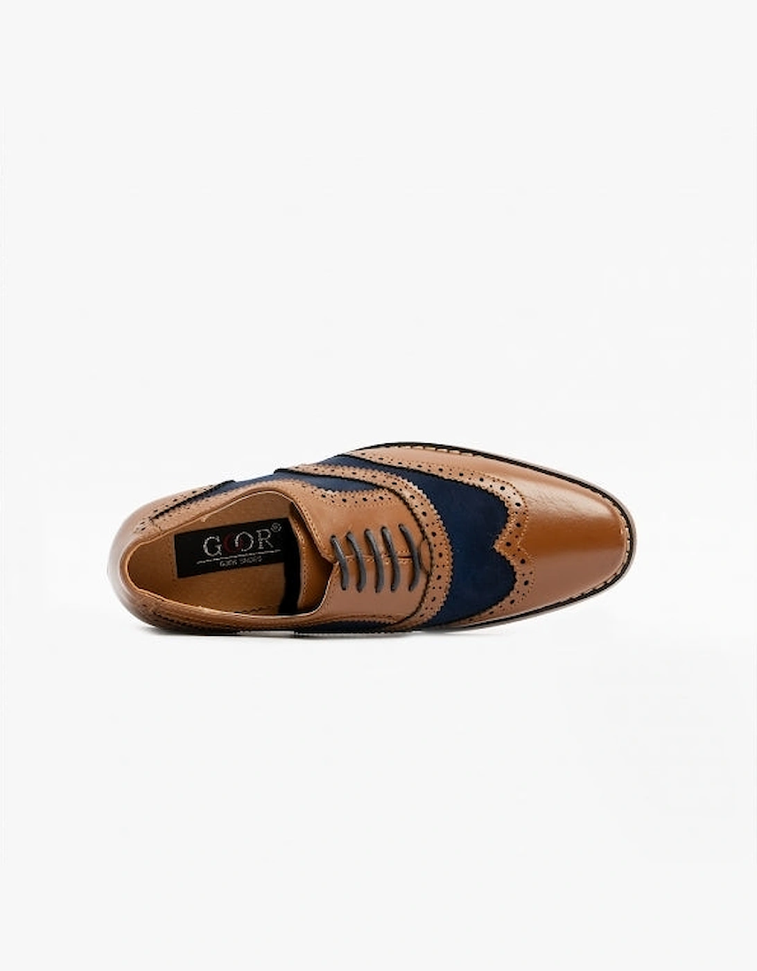 DAVID JNR Boys Two Tone Brogues Tan/Navy