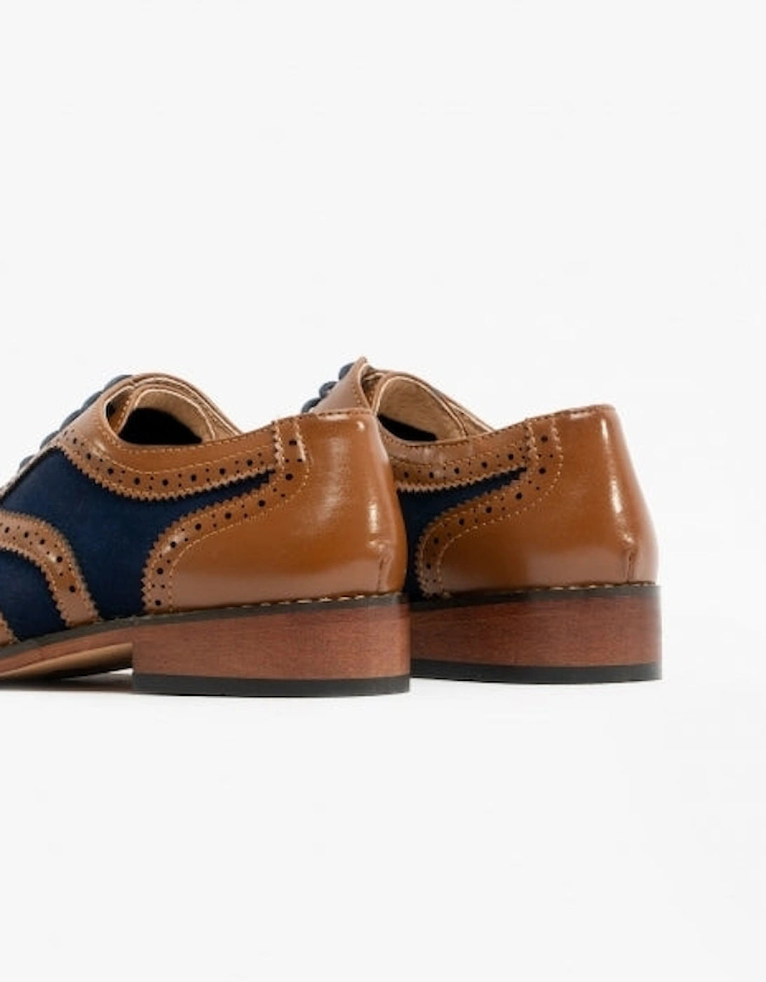 DAVID JNR Boys Two Tone Brogues Tan/Navy