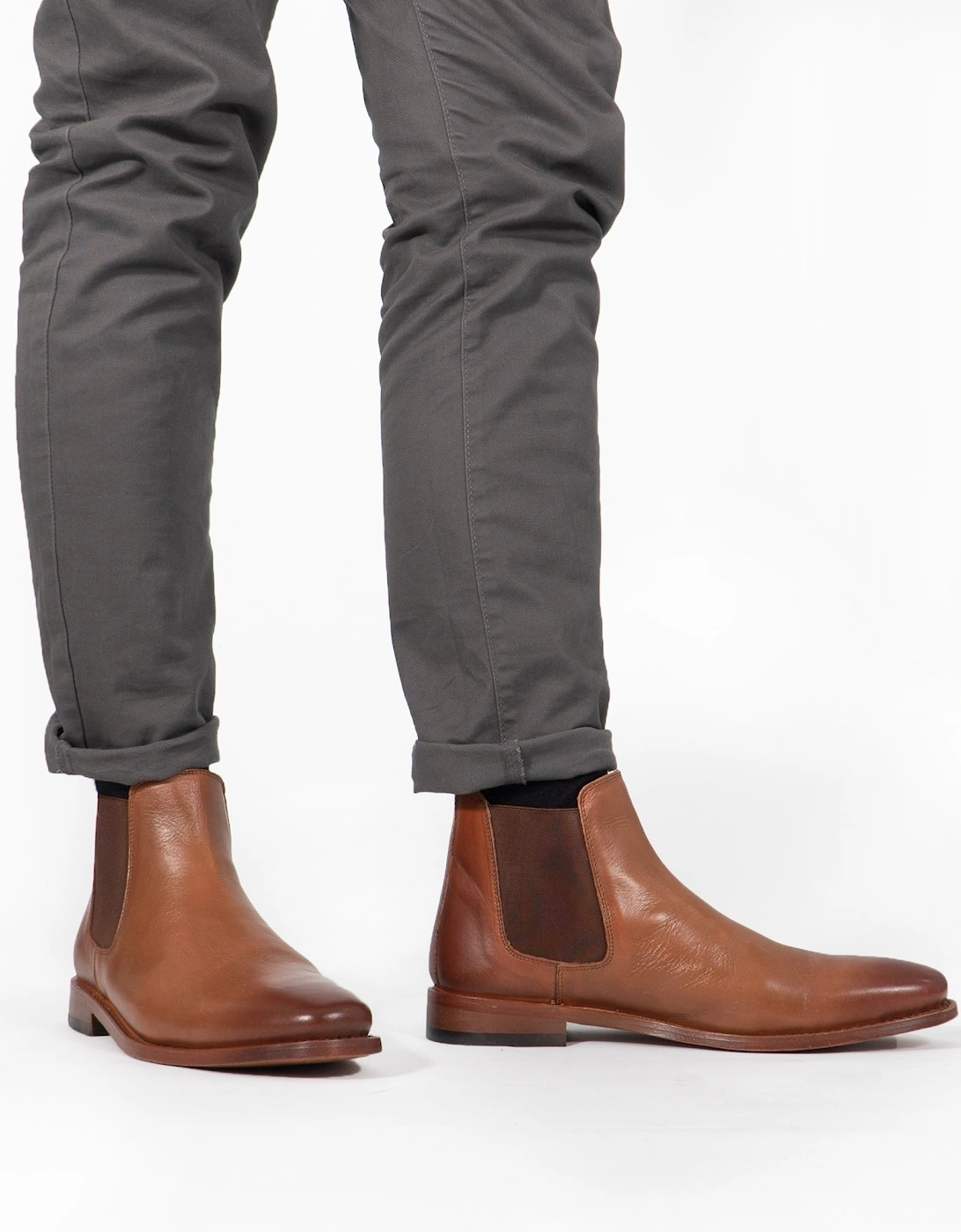Kensington Men's Kensington TED Mens Leather Chelsea Boots Tan - Brown