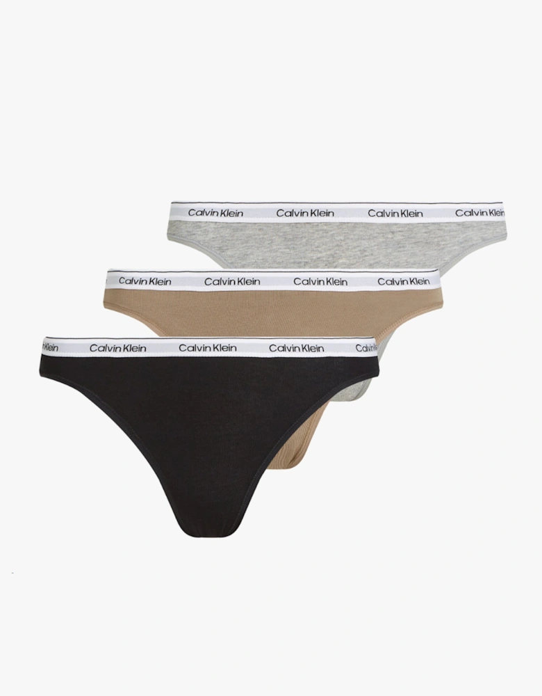 MODERN LOGO Womens 3 Pack Low Rise Bikini Briefs Multicoloured