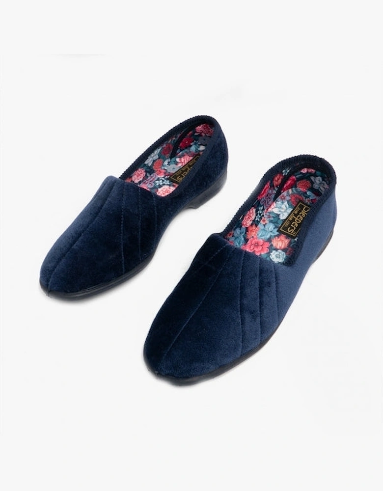 AUDREY III Womens Full Wide Slippers Navy Blue