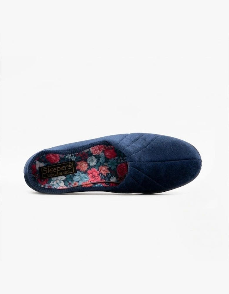 AUDREY III Womens Full Wide Slippers Navy Blue