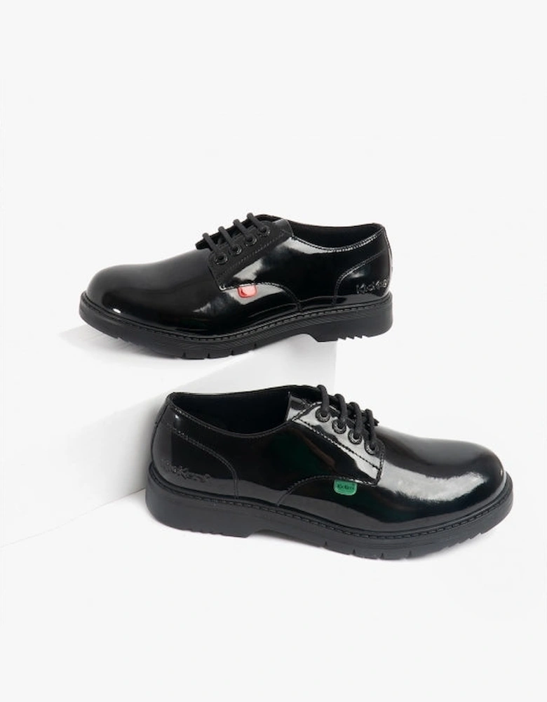 FINLEY LO Girls Leather Derby Shoes Patent Black