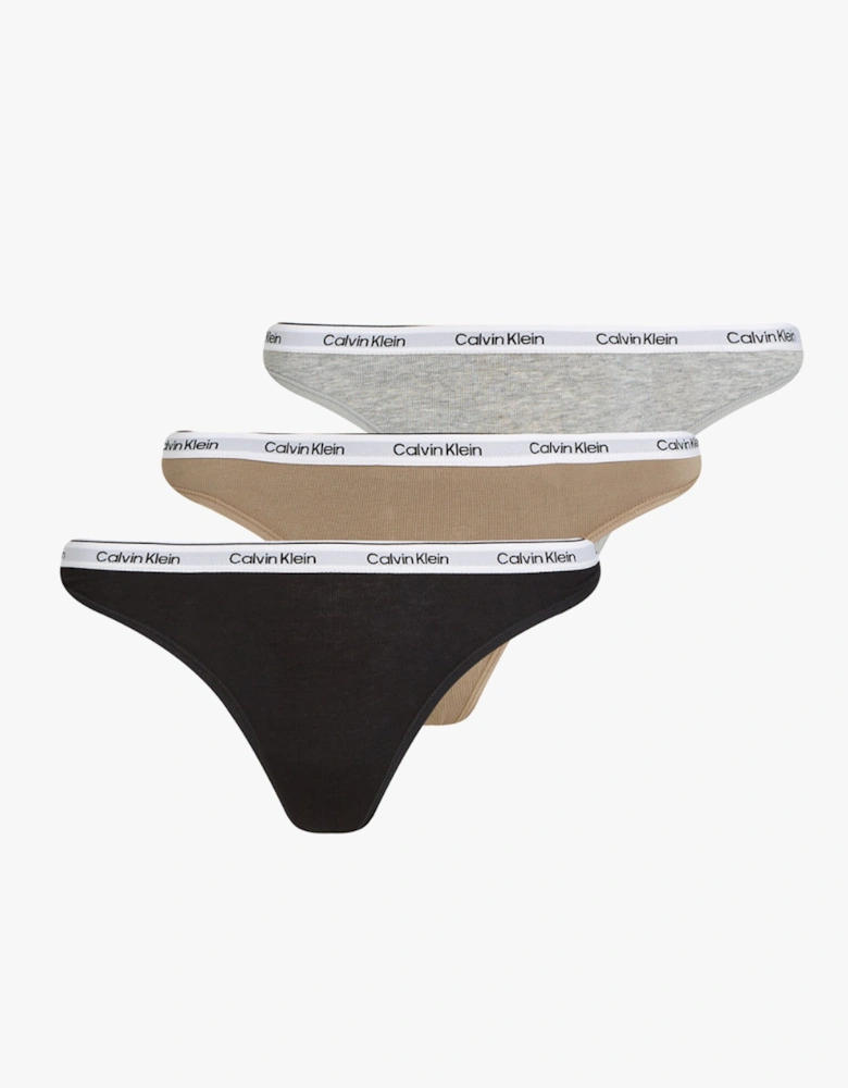 MODERN LOGO Womens 3 Pack Thongs Multicoloured