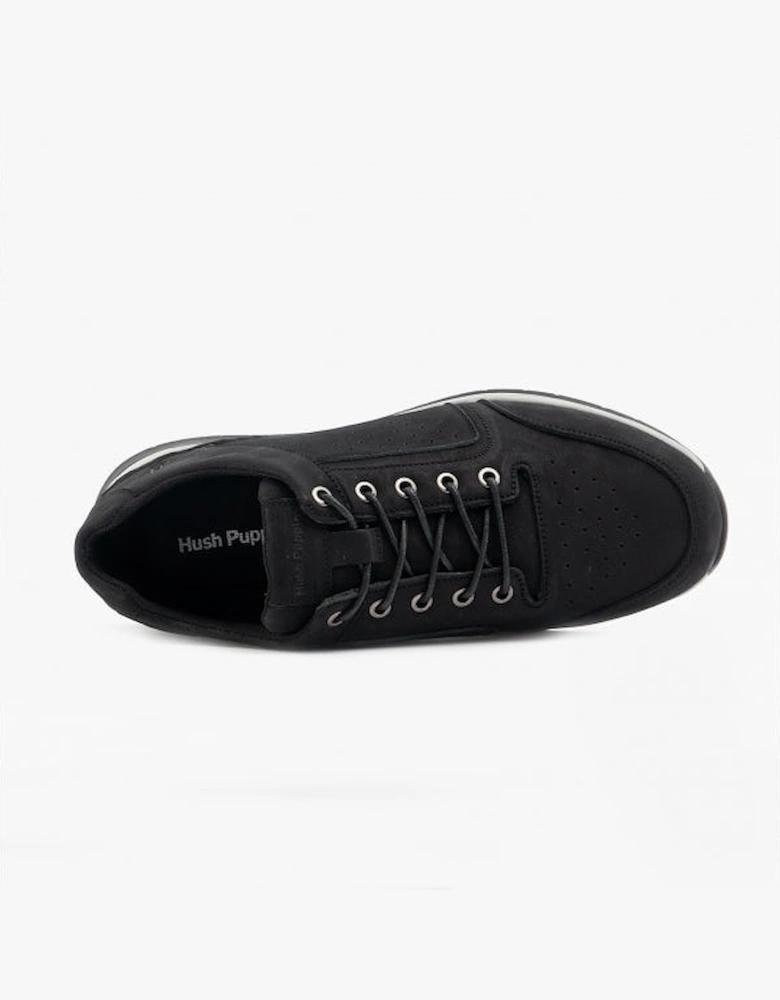 JOSEPH Mens Leather Lace-Up Trainers Black Nubuck